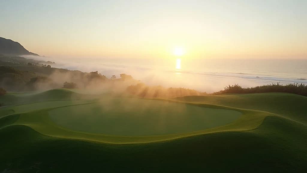 Coastal golf course at dawn with ocean horizon — the Orange County corridor where Castellano Health Institute has served patients since 1999